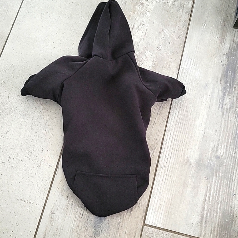 Doggie  hoodie in black with pocket size small fit 6 to 10lb Doggie super w…